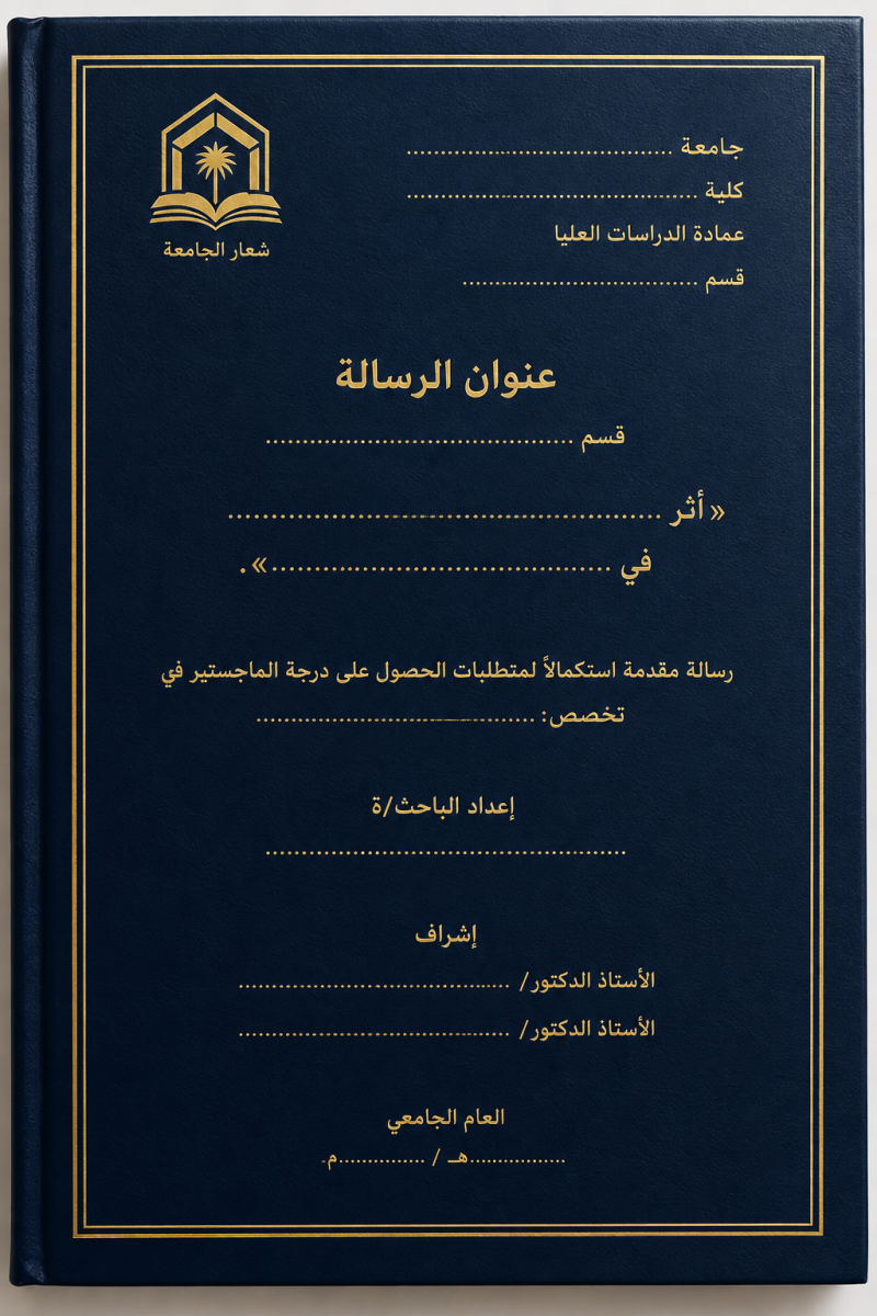 نموذج شكل غلاف رسالة ماجستير مجلدة